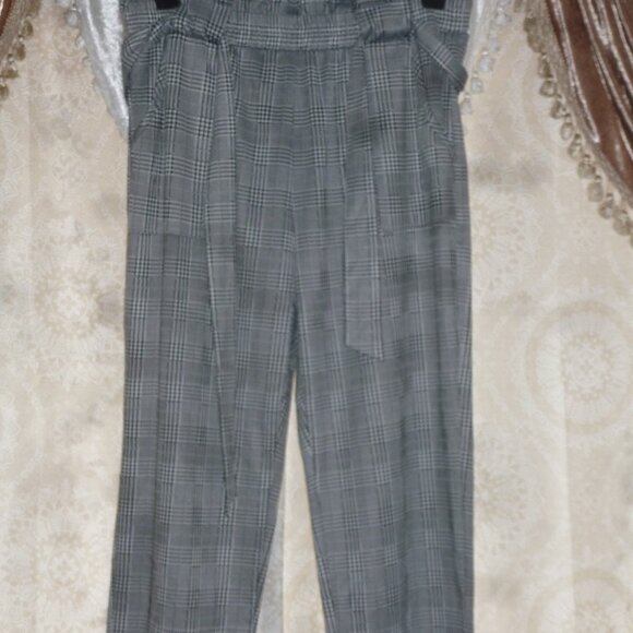 KANCY KOLE High Waist Paper Bag w/Pockets &Tie, Stretch Cropped Trousers  Sz 2XL - Picture 5 of 13